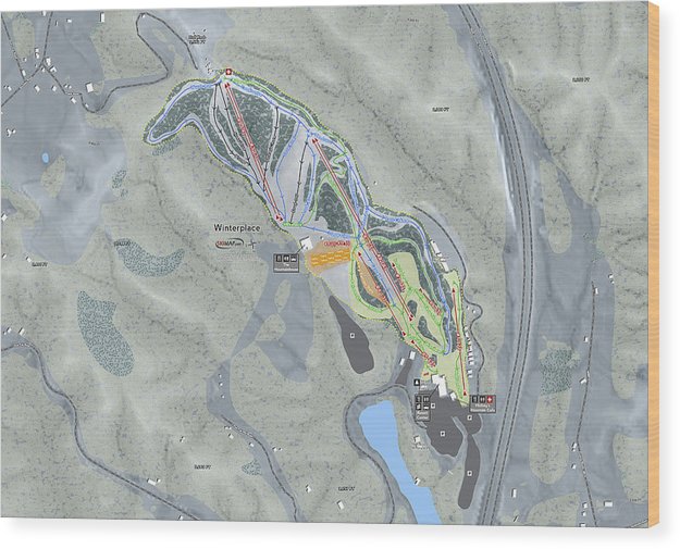 Winterplace Ski Trail Map - Wood Print - Powderaddicts
