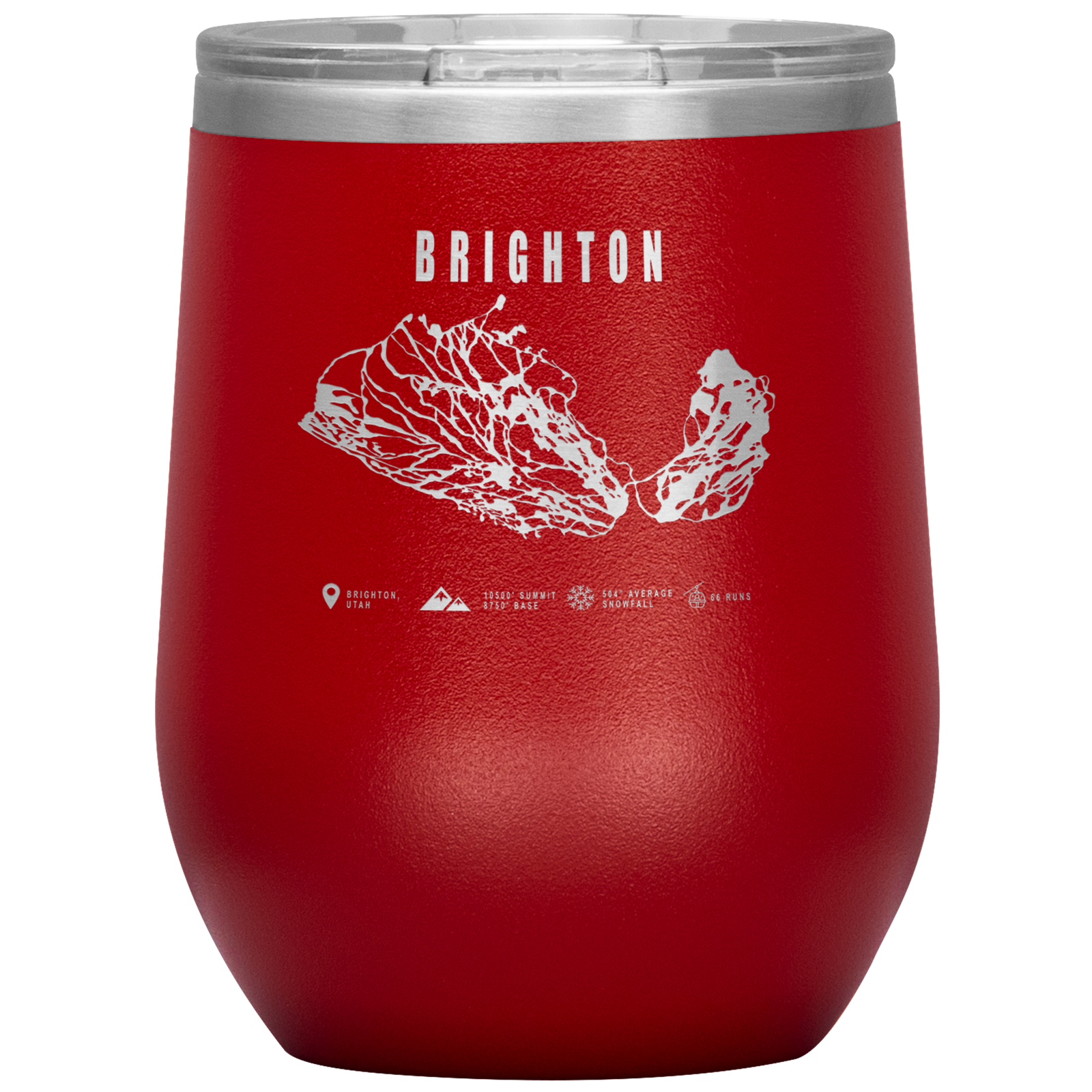 Brighton,Utah Ski Trail Map Wine 12oz Tumbler - Powderaddicts