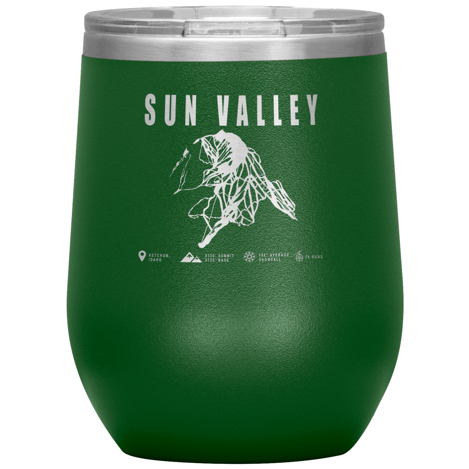 Sun Valley Idaho Ski Trail Map Wine 12oz Tumbler - Powderaddicts
