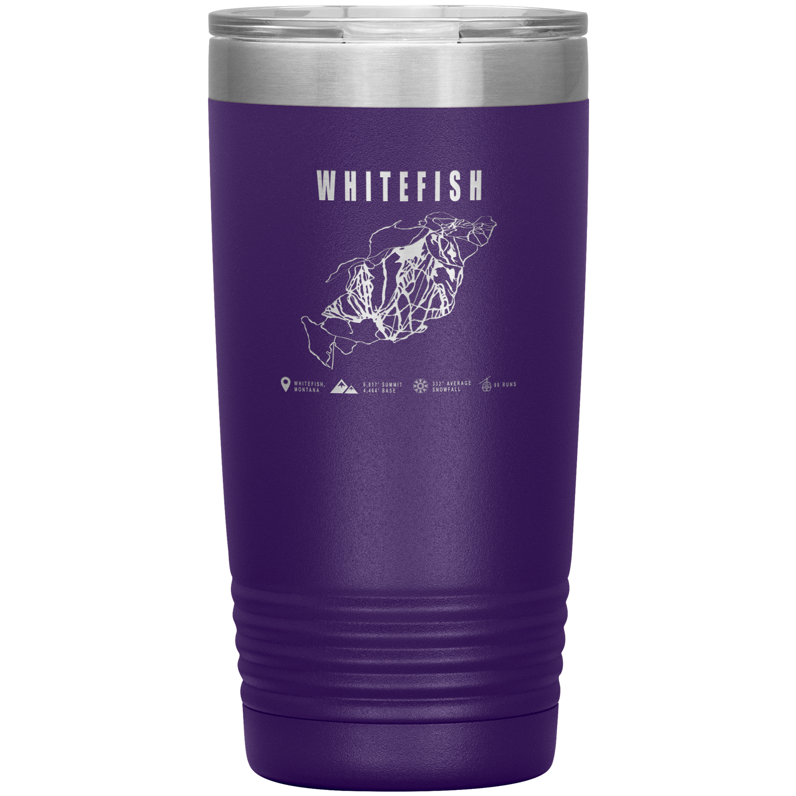 Whitefish Montana Ski Trail Map 20oz Tumbler - Powderaddicts