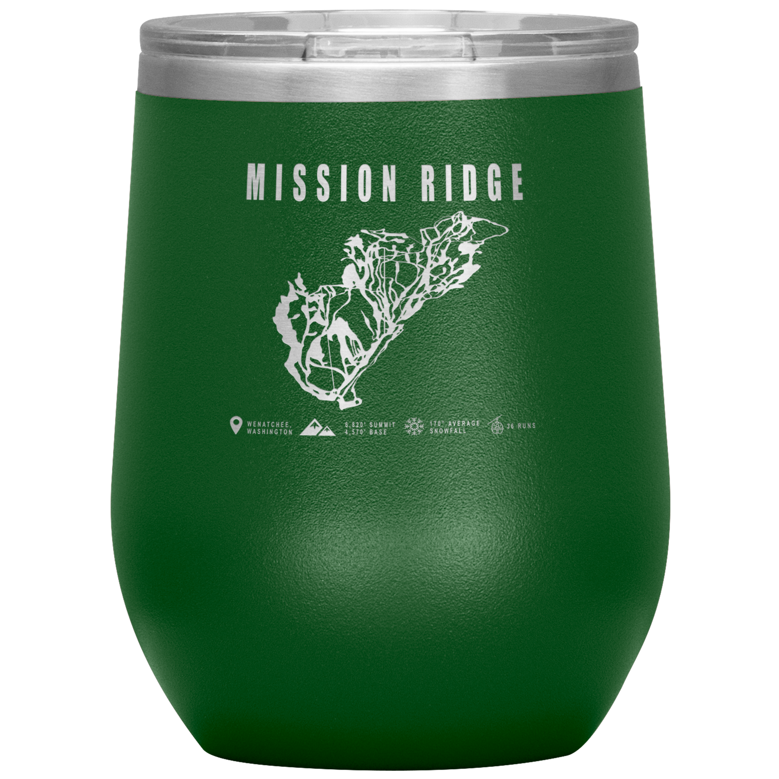 Mission Ridge, Washington Ski Trail Map Wine 12oz Tumbler - Powderaddicts
