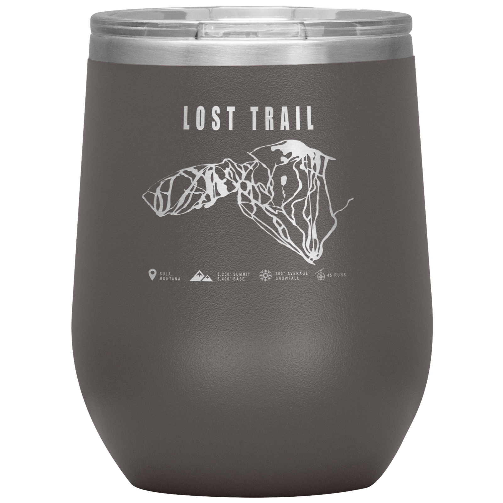 Lost Trail Montana Ski Trail Map Wine 12oz Tumbler - Powderaddicts