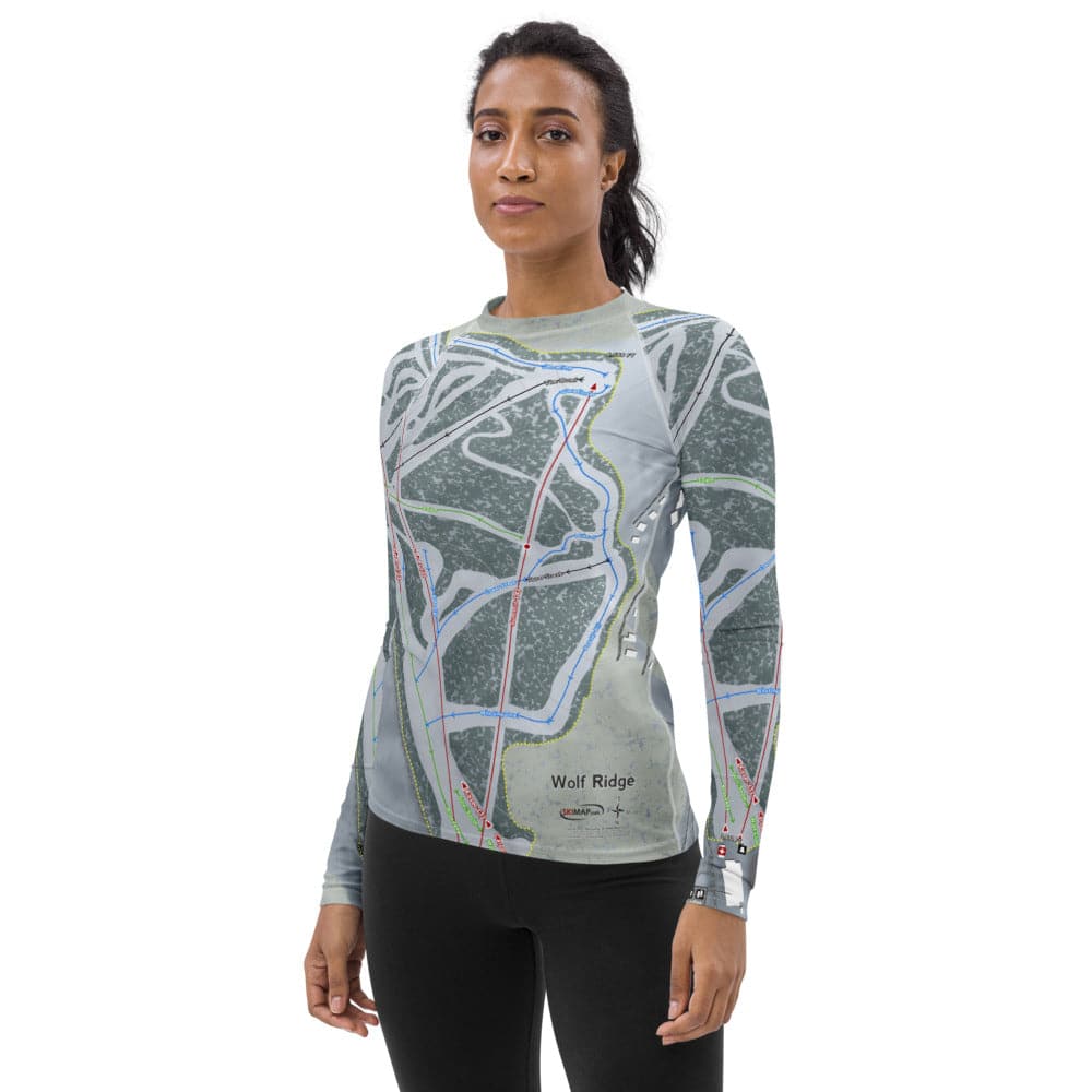 Wolf Ridge, North Carolina Ski Trail Map Women's Base Layer Top - Powderaddicts