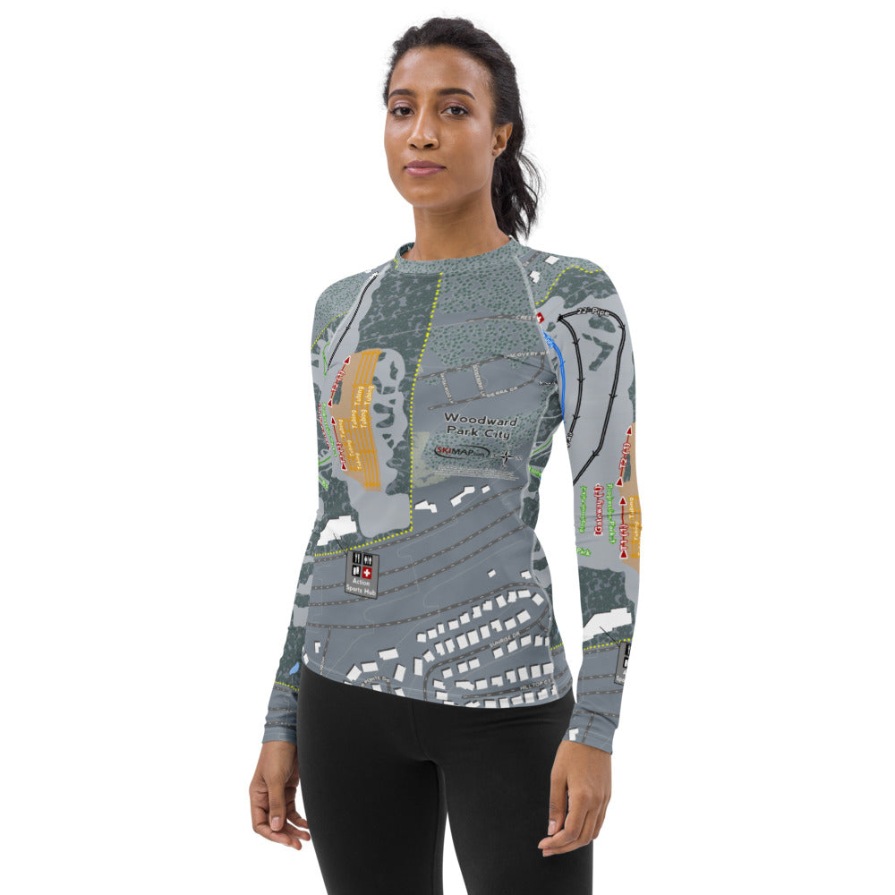 Woodward, Utah Ski Trail Map Women's Base Layer Top - Powderaddicts
