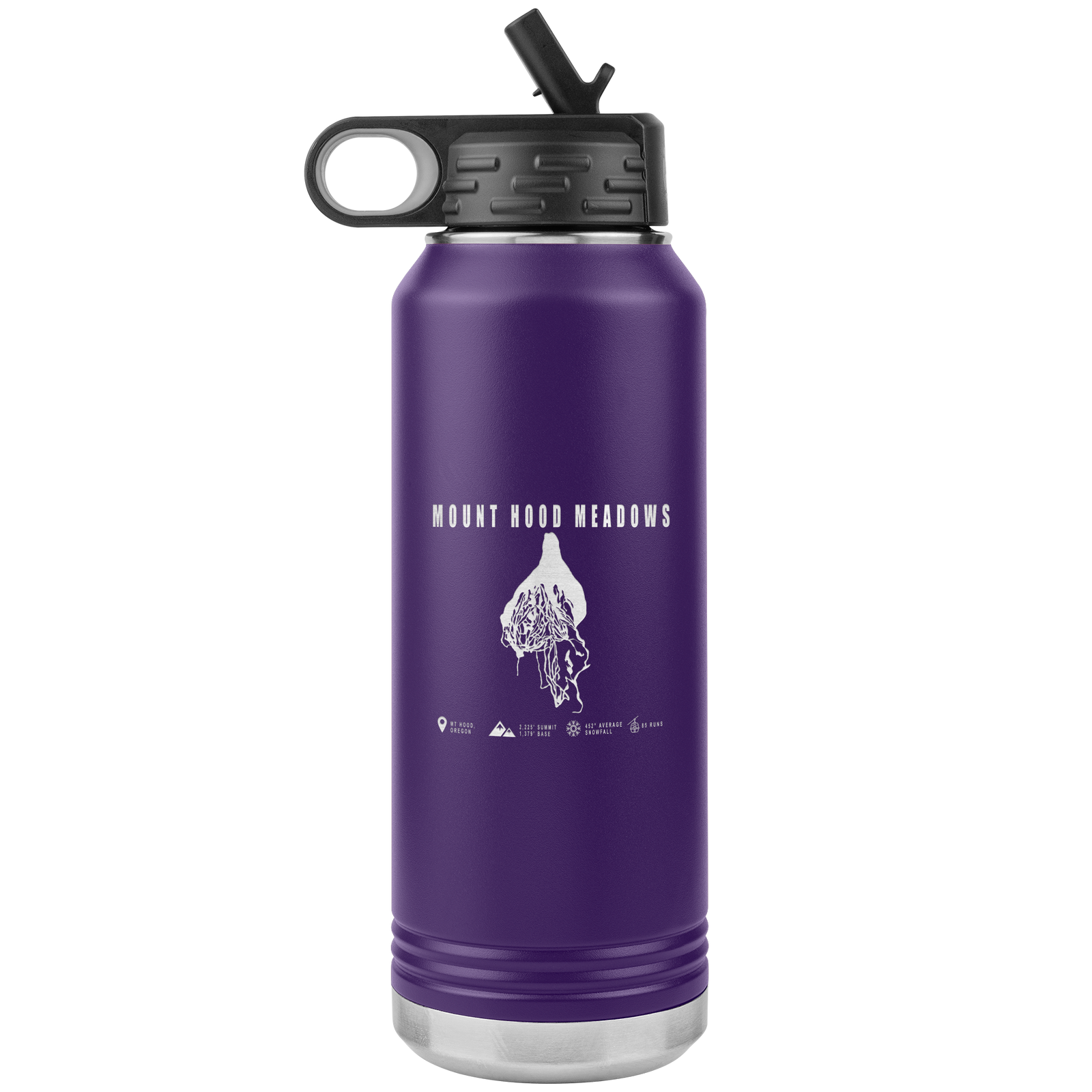 Mount Hood Meadows, Oregon Ski Trail Map 32oz Water Bottle Tumbler - Powderaddicts