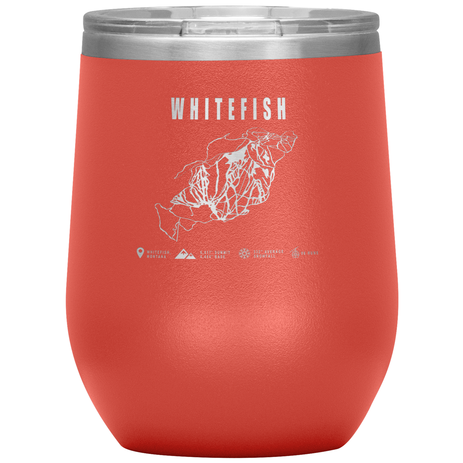 Whitefish Montana Ski Trail Map Wine 12oz Tumbler - Powderaddicts