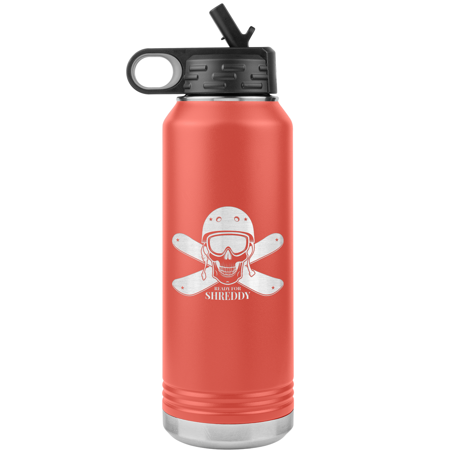 Ready For Shreddy Skeleton Skis 32oz Water Bottle Tumbler - Powderaddicts