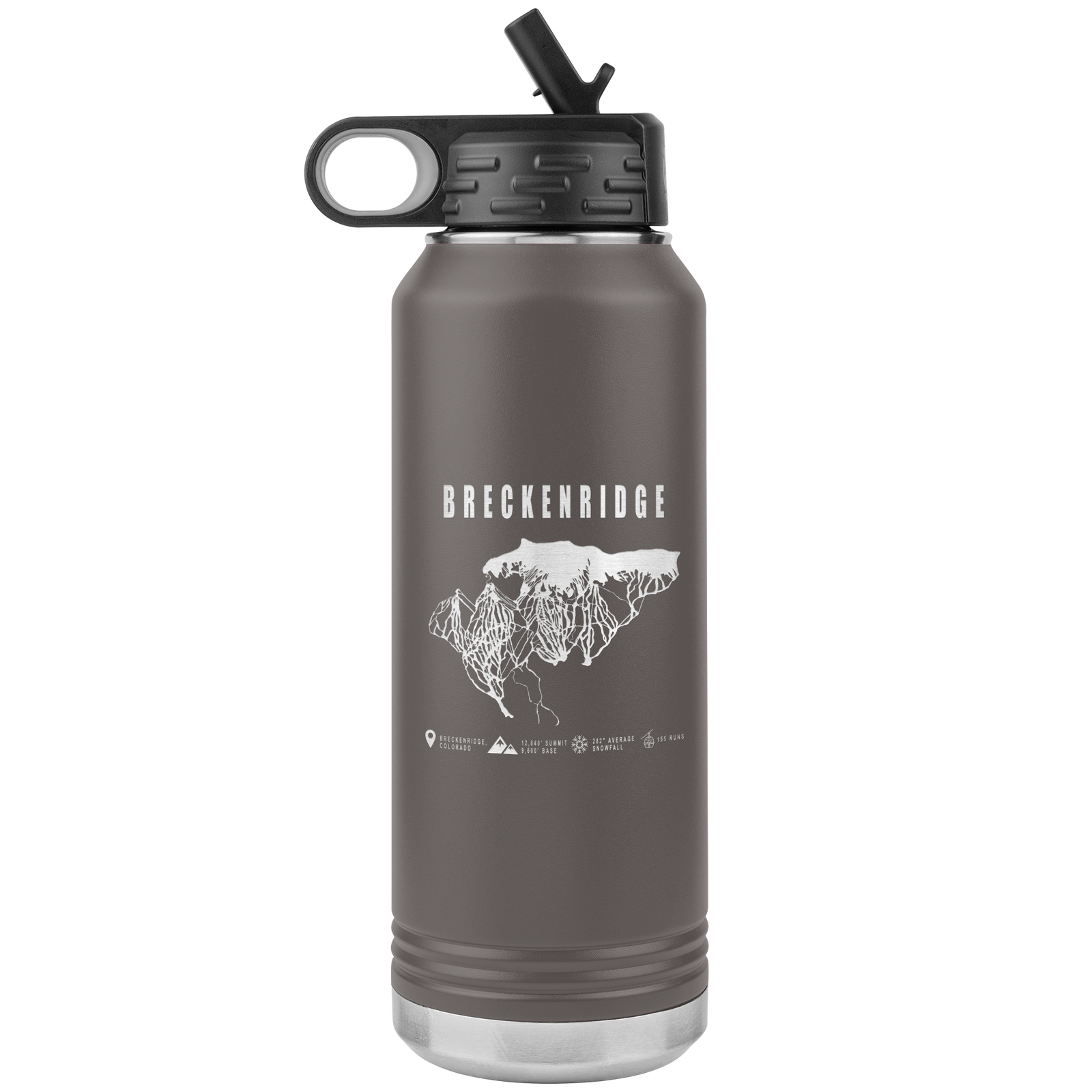 Breckenridge Colorado Ski Trail Map 32oz Water Bottle Tumbler - Powderaddicts