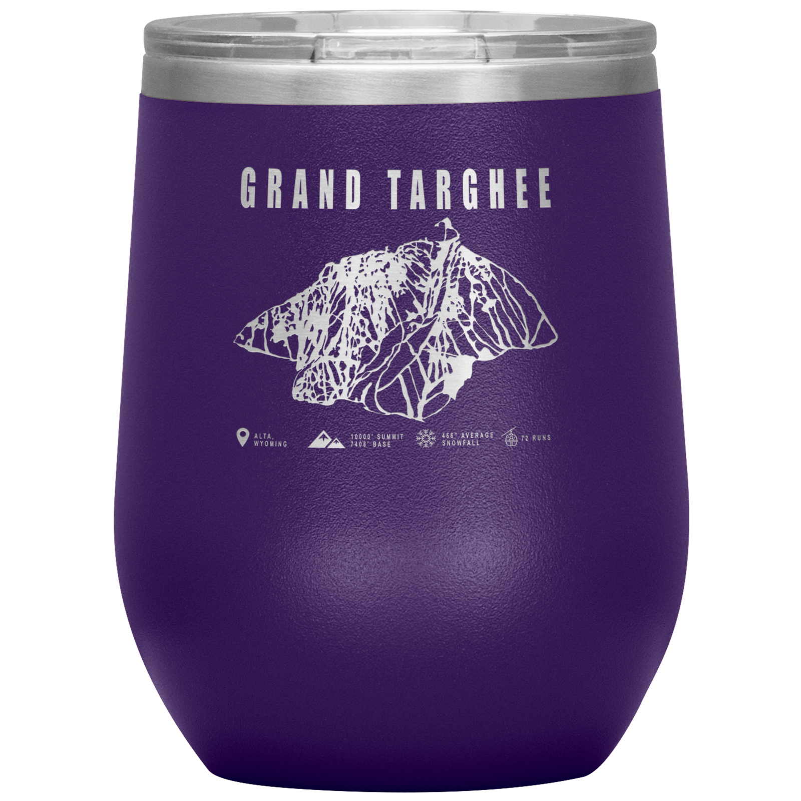 Grand Targhee Wyoming Ski Trail Map Wine 12oz Tumbler - Powderaddicts