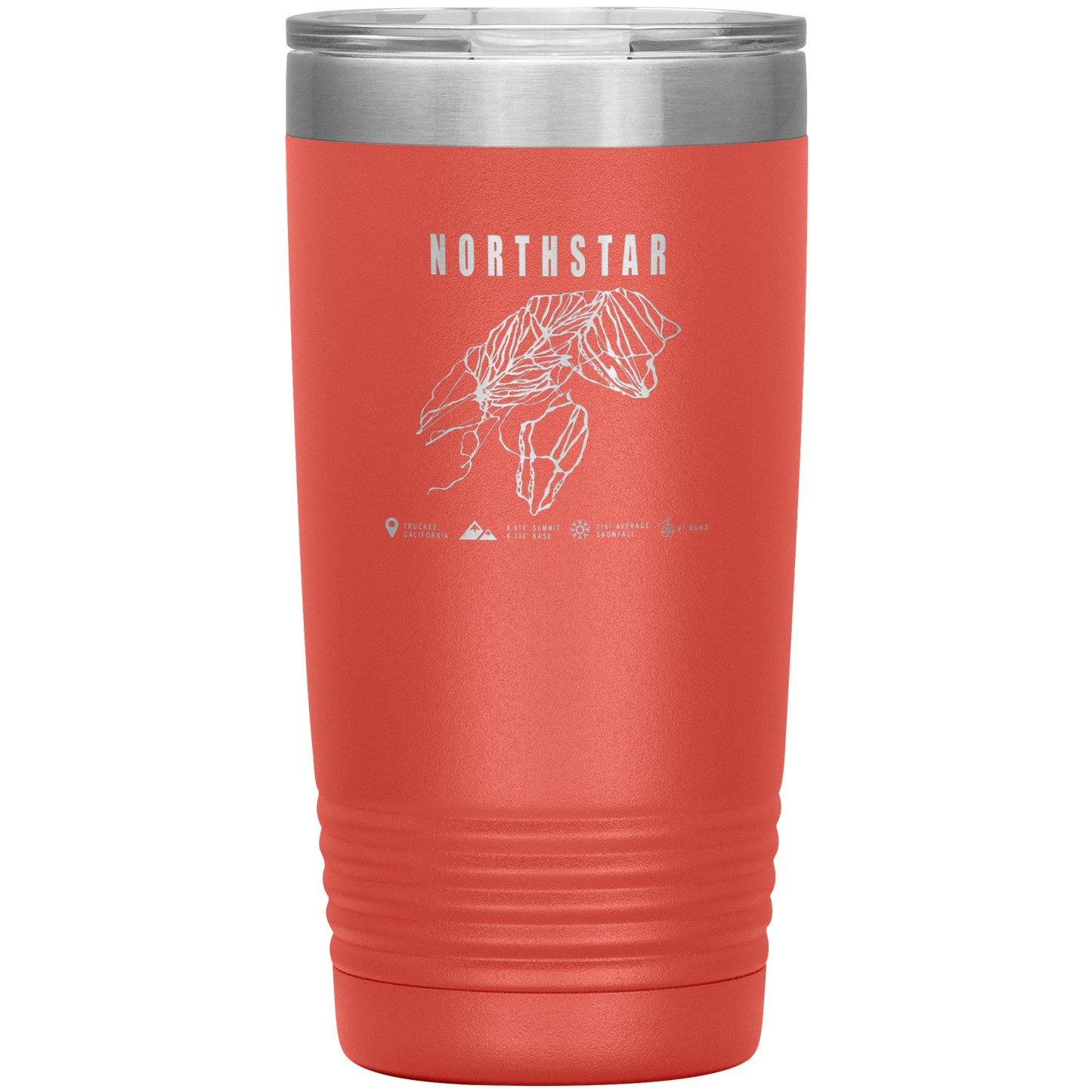 Northstar, California Ski Trail Map 20oz Tumbler - Powderaddicts