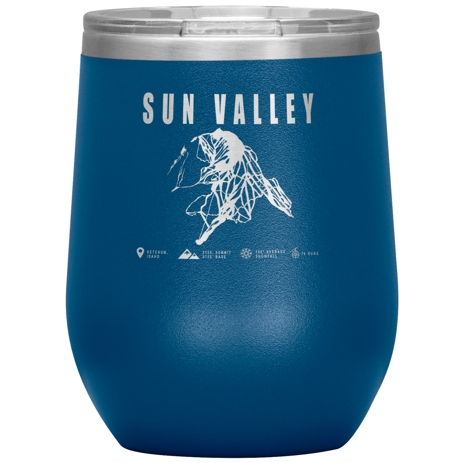 Sun Valley Idaho Ski Trail Map Wine 12oz Tumbler - Powderaddicts