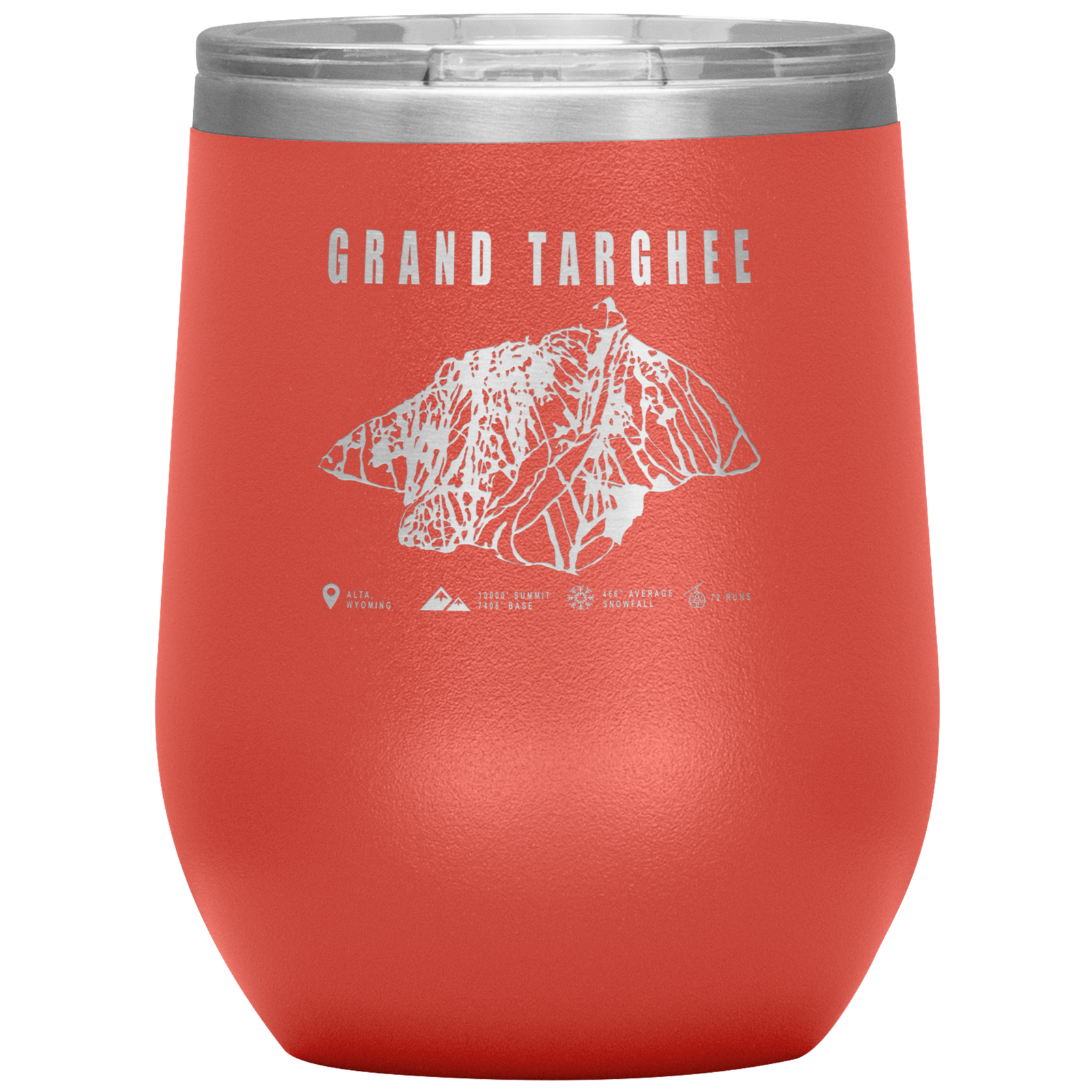 Grand Targhee Wyoming Ski Trail Map Wine 12oz Tumbler - Powderaddicts
