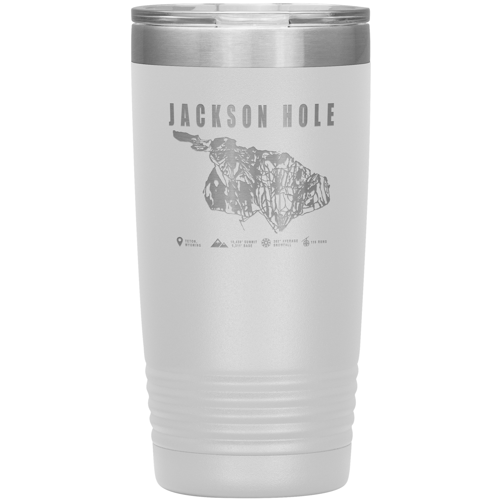 Jackson Hole Wyoming Ski Trail Map 20oz Tumbler - Powderaddicts