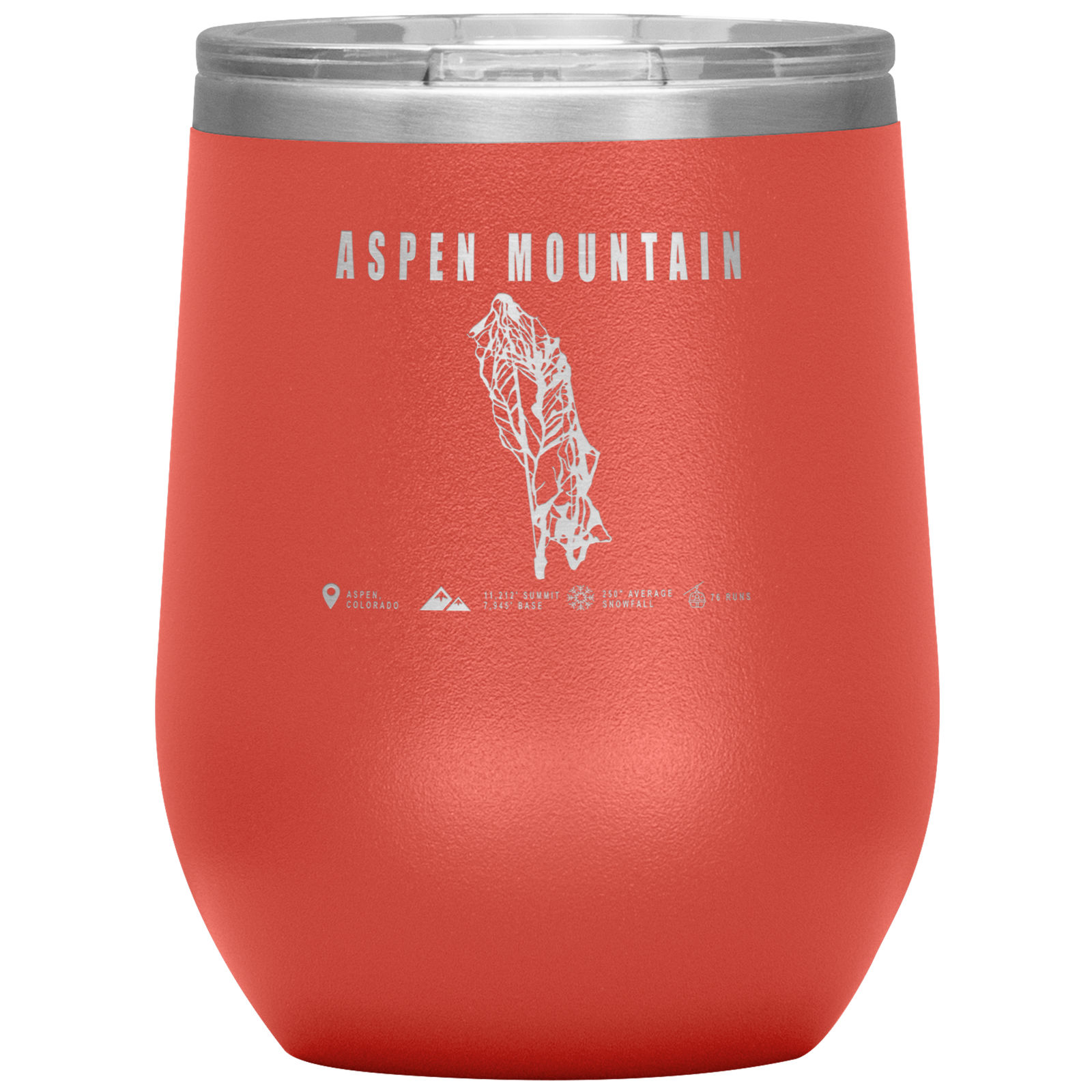 Aspen Mountain Colorado Ski Trail Map Wine 12oz Tumbler - Powderaddicts