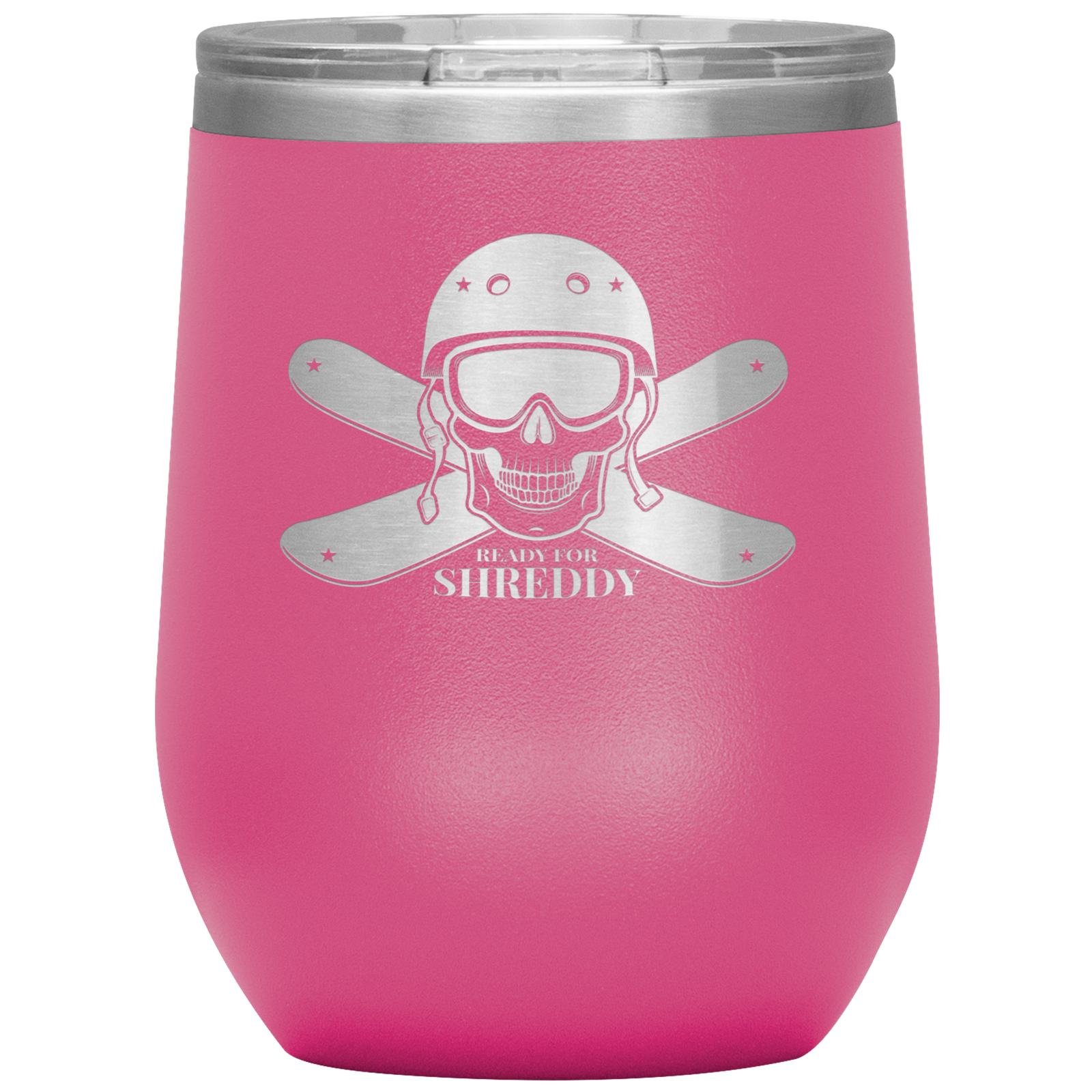 Ready For Shreddy Skeleton Skis Wine 12oz Tumbler - Powderaddicts