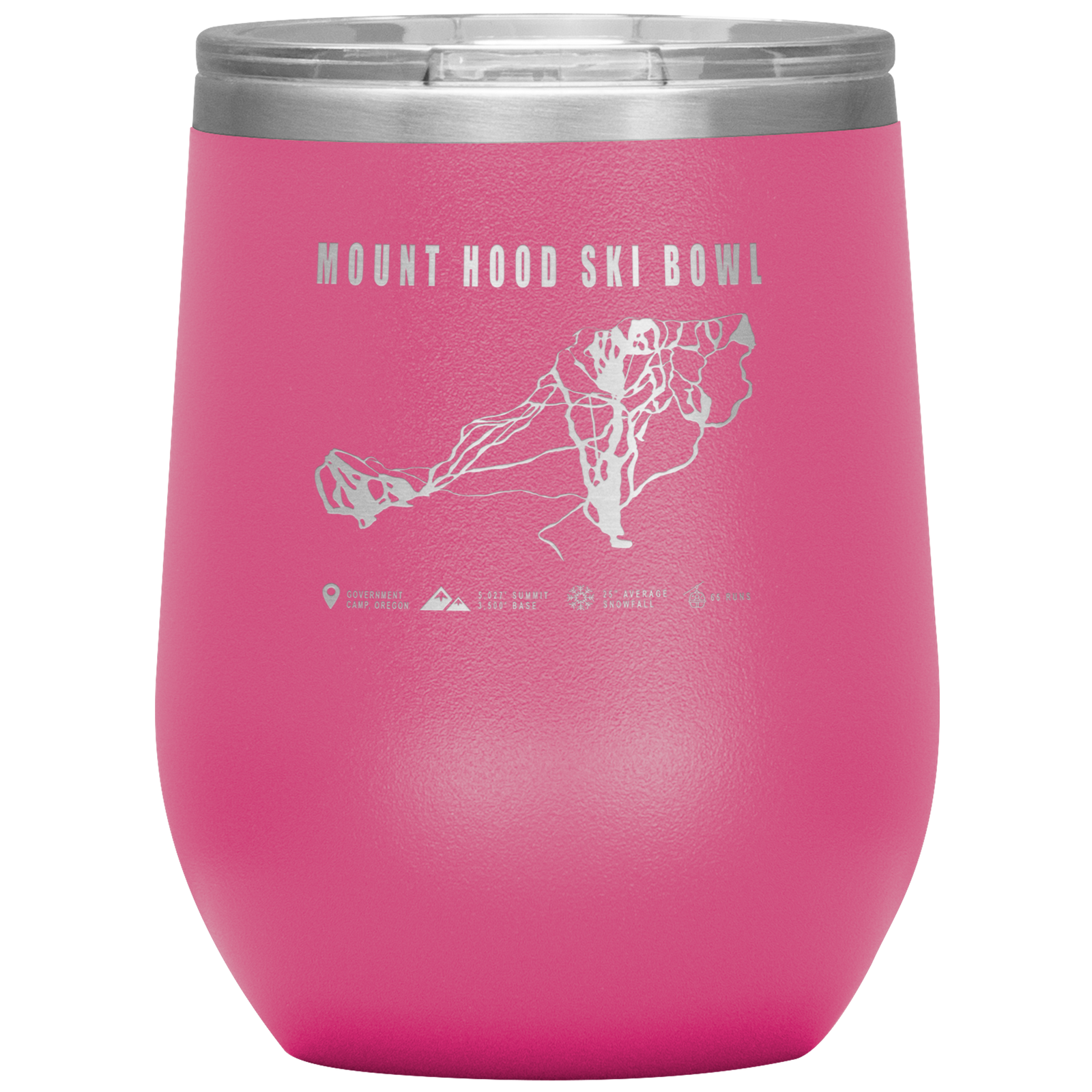 Mount Hood Ski Bowl, Oregon Ski Trail Map Wine 12oz Tumbler - Powderaddicts