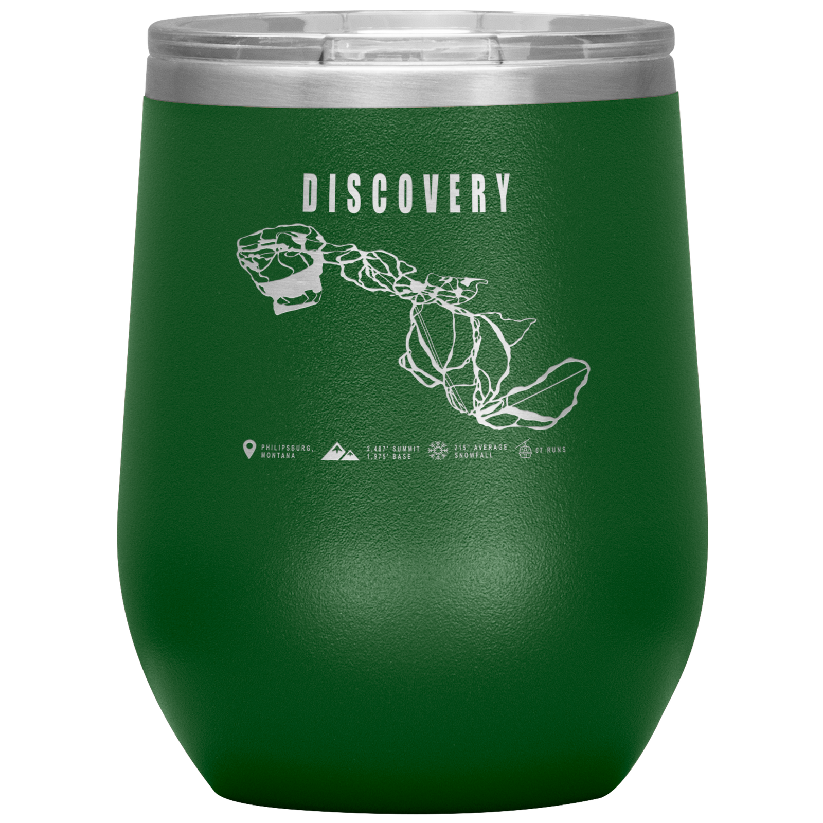 Discovery Montana Ski Trail Map Wine 12oz Tumbler - Powderaddicts