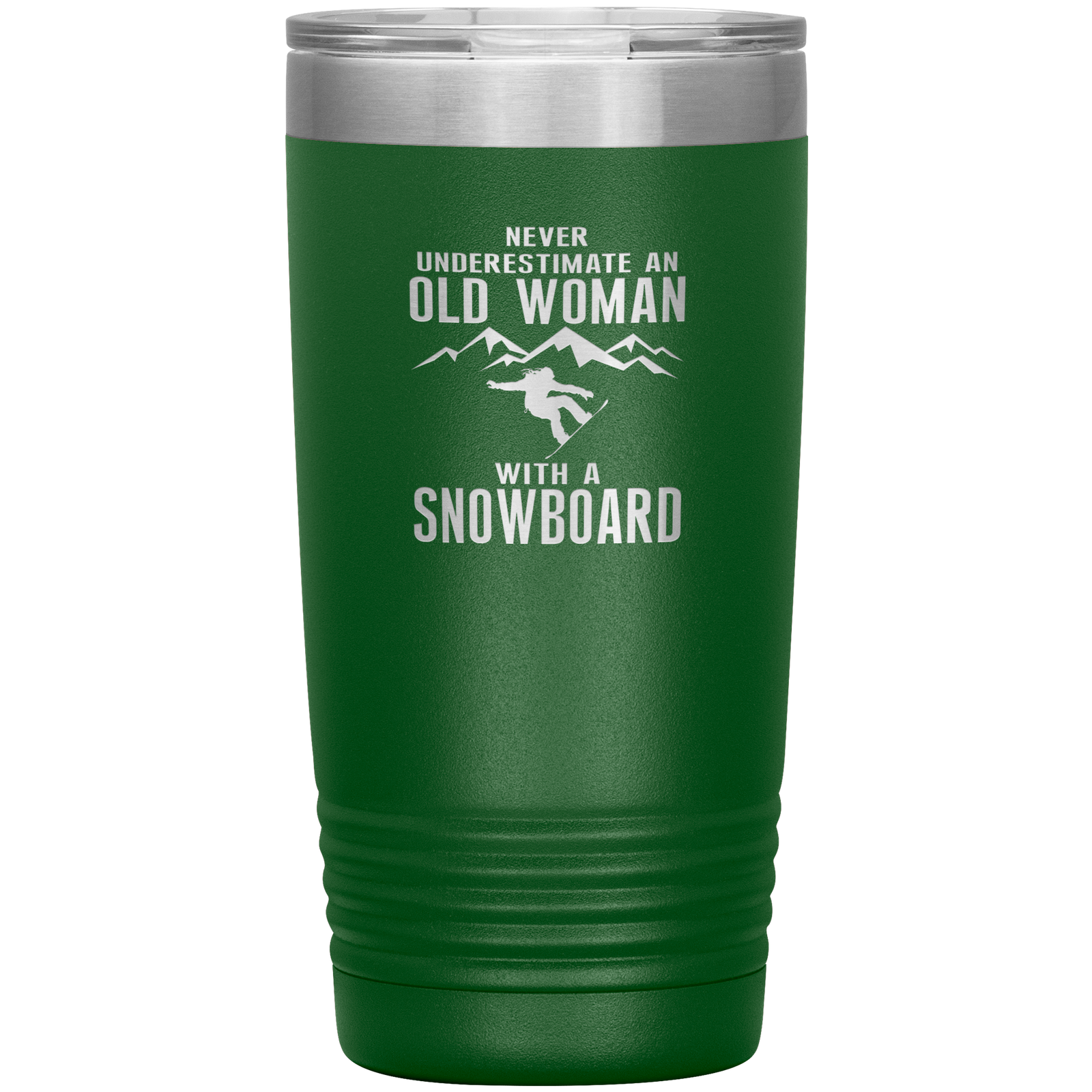 Never Underestimate An Old Woman With A Snowboard 20oz Tumbler - Powderaddicts