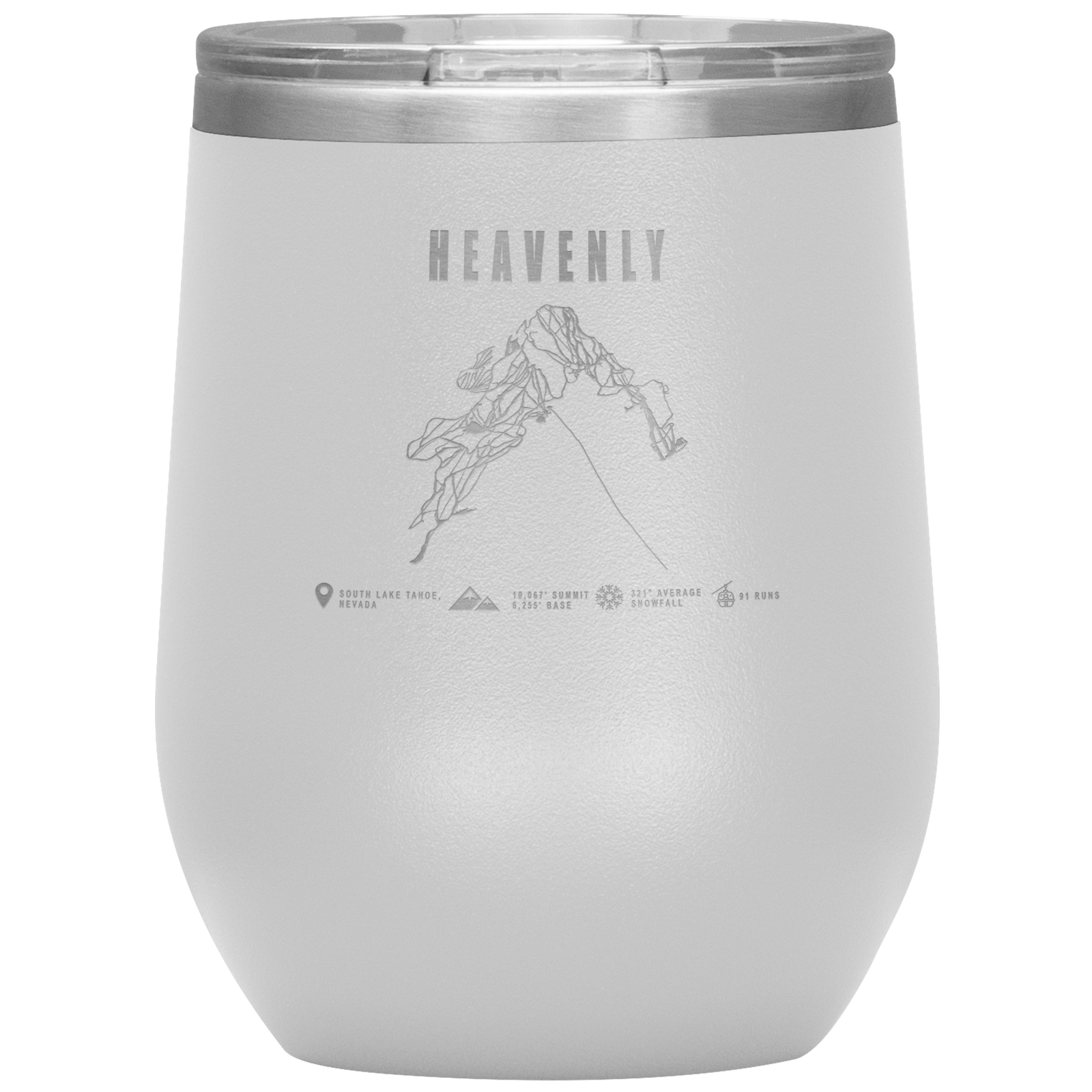 Heavenly, Nevada Ski Trail Map Wine 12oz Tumbler - Powderaddicts