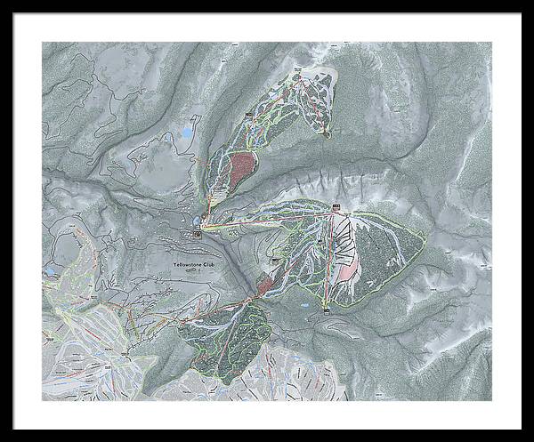 Yellowstone Club Ski Trail Map - Framed Print - Powderaddicts
