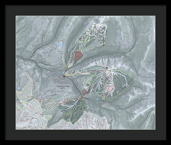 Yellowstone Club Ski Trail Map - Framed Print - Powderaddicts