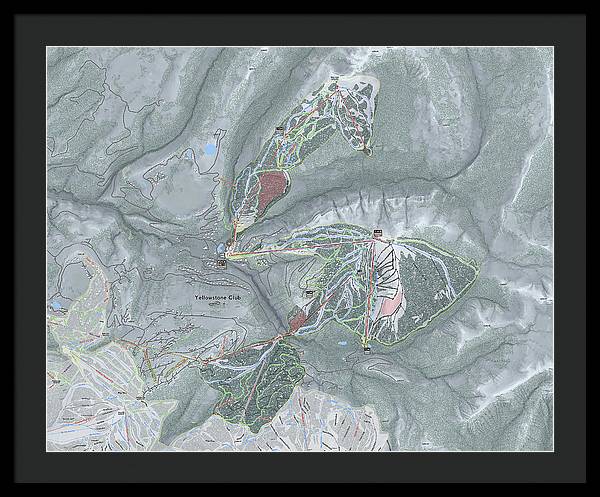 Yellowstone Club Ski Trail Map - Framed Print - Powderaddicts