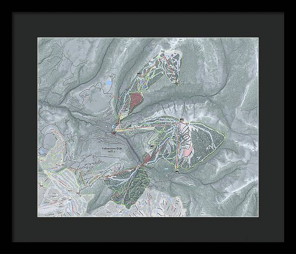 Yellowstone Club Ski Trail Map - Framed Print - Powderaddicts