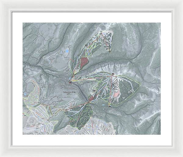 Yellowstone Club Ski Trail Map - Framed Print - Powderaddicts