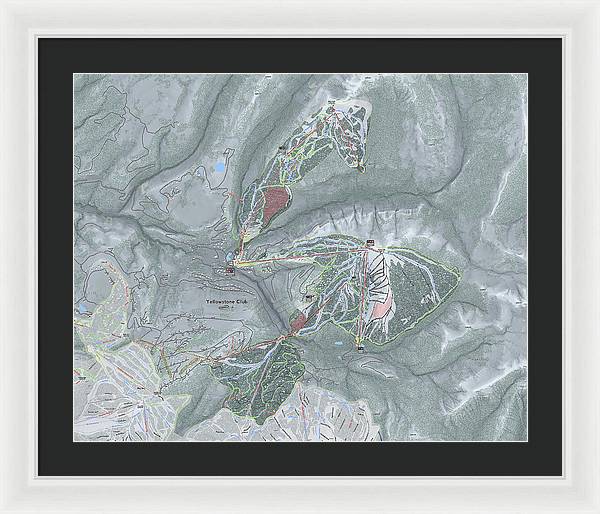 Yellowstone Club Ski Trail Map - Framed Print - Powderaddicts