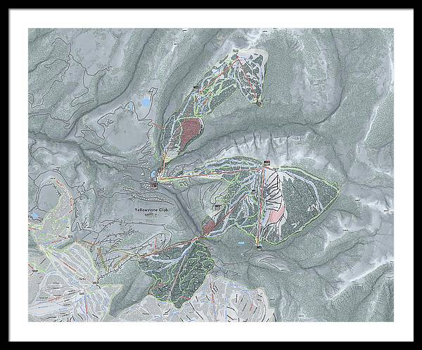 Yellowstone Club Ski Trail Map - Framed Print - Powderaddicts