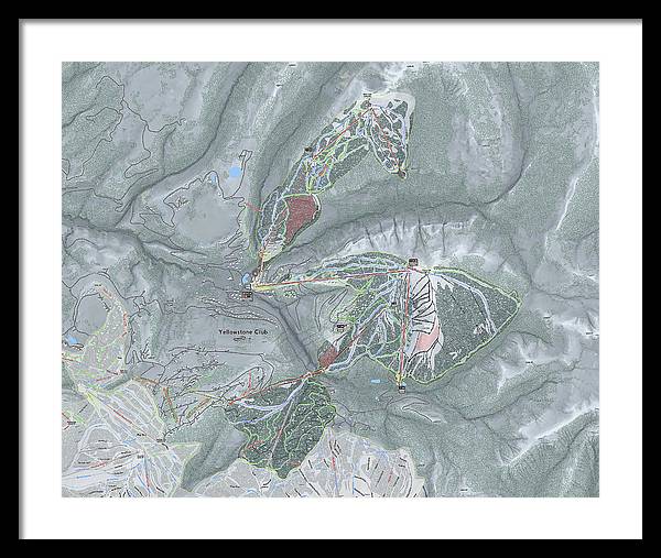 Yellowstone Club Ski Trail Map - Framed Print - Powderaddicts