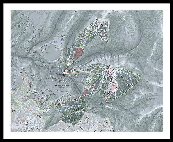 Yellowstone Club Ski Trail Map - Framed Print - Powderaddicts