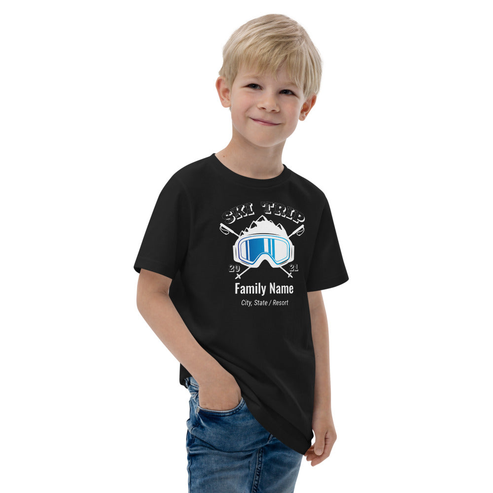 Family Ski Trip 2021 Blue Goggles Youth jersey t-shirt - Powderaddicts