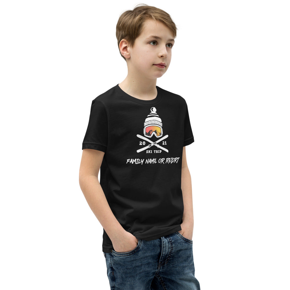 PERSONALIZED FAMILY SKI TRIP Youth Short Sleeve T-Shirt - 2021 - Powderaddicts