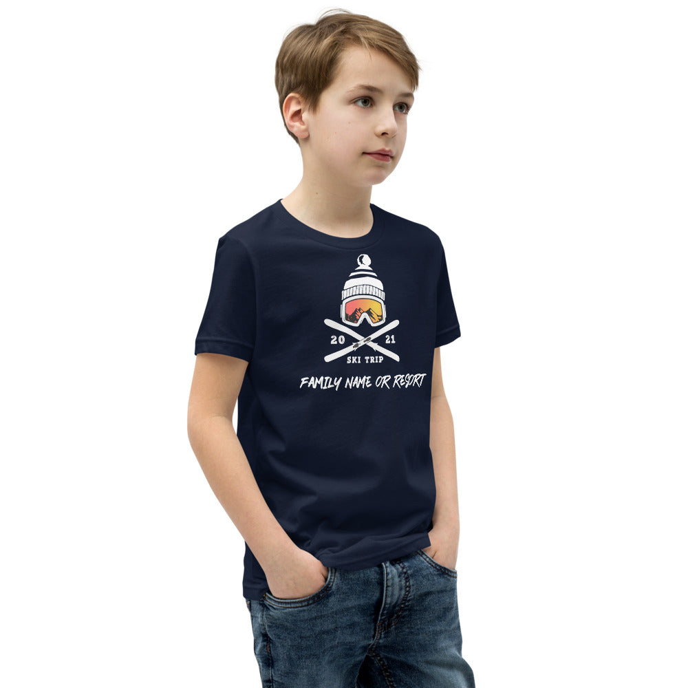 PERSONALIZED FAMILY SKI TRIP Youth Short Sleeve T-Shirt - 2021 - Powderaddicts