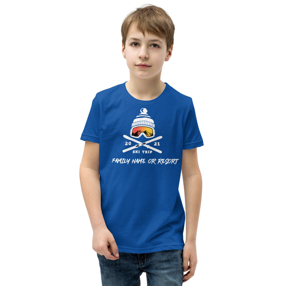 PERSONALIZED FAMILY SKI TRIP Youth Short Sleeve T-Shirt - 2021 - Powderaddicts