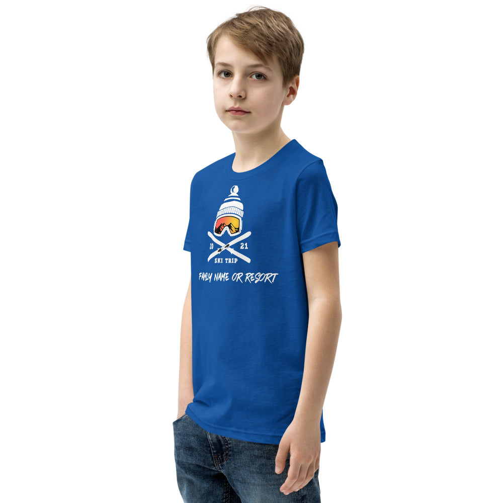PERSONALIZED FAMILY SKI TRIP Youth Short Sleeve T-Shirt - 2021 - Powderaddicts