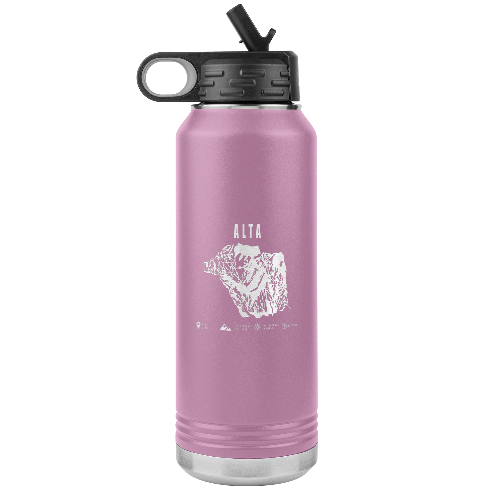 Alta,Utah Ski Trail Map 32oz Water Bottle Tumbler - Powderaddicts