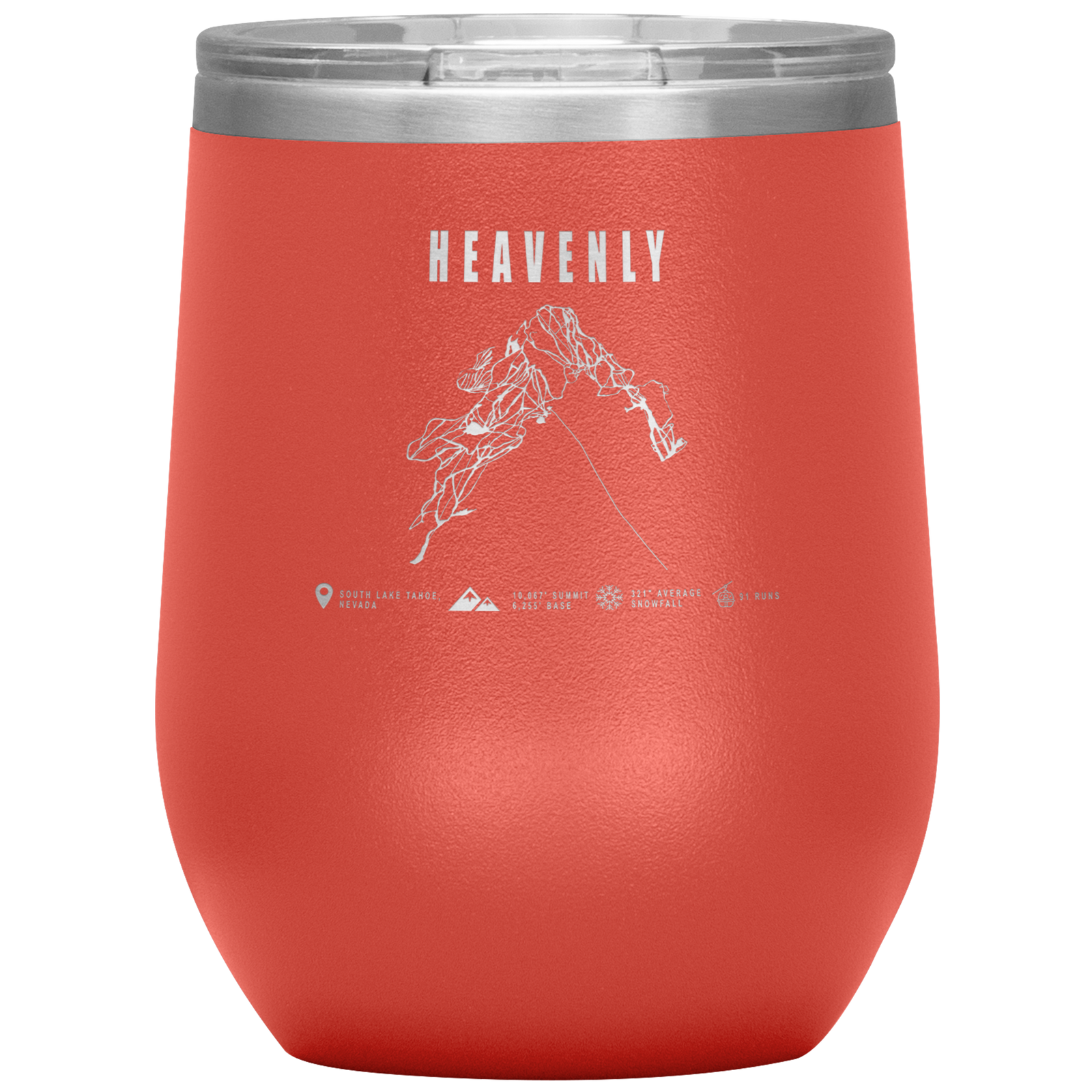 Heavenly, Nevada Ski Trail Map Wine 12oz Tumbler - Powderaddicts