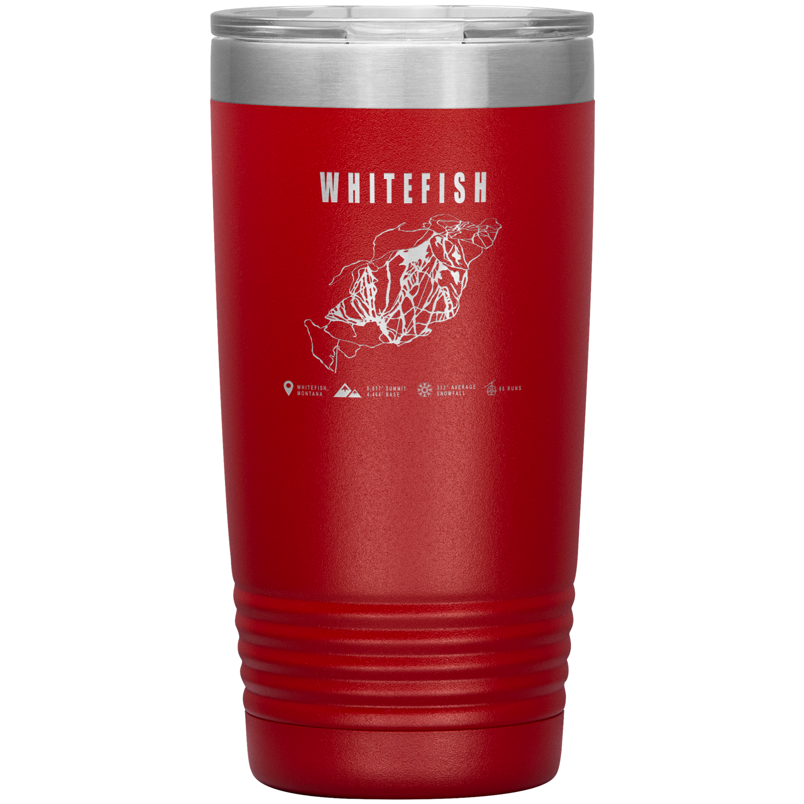 Whitefish Montana Ski Trail Map 20oz Tumbler - Powderaddicts