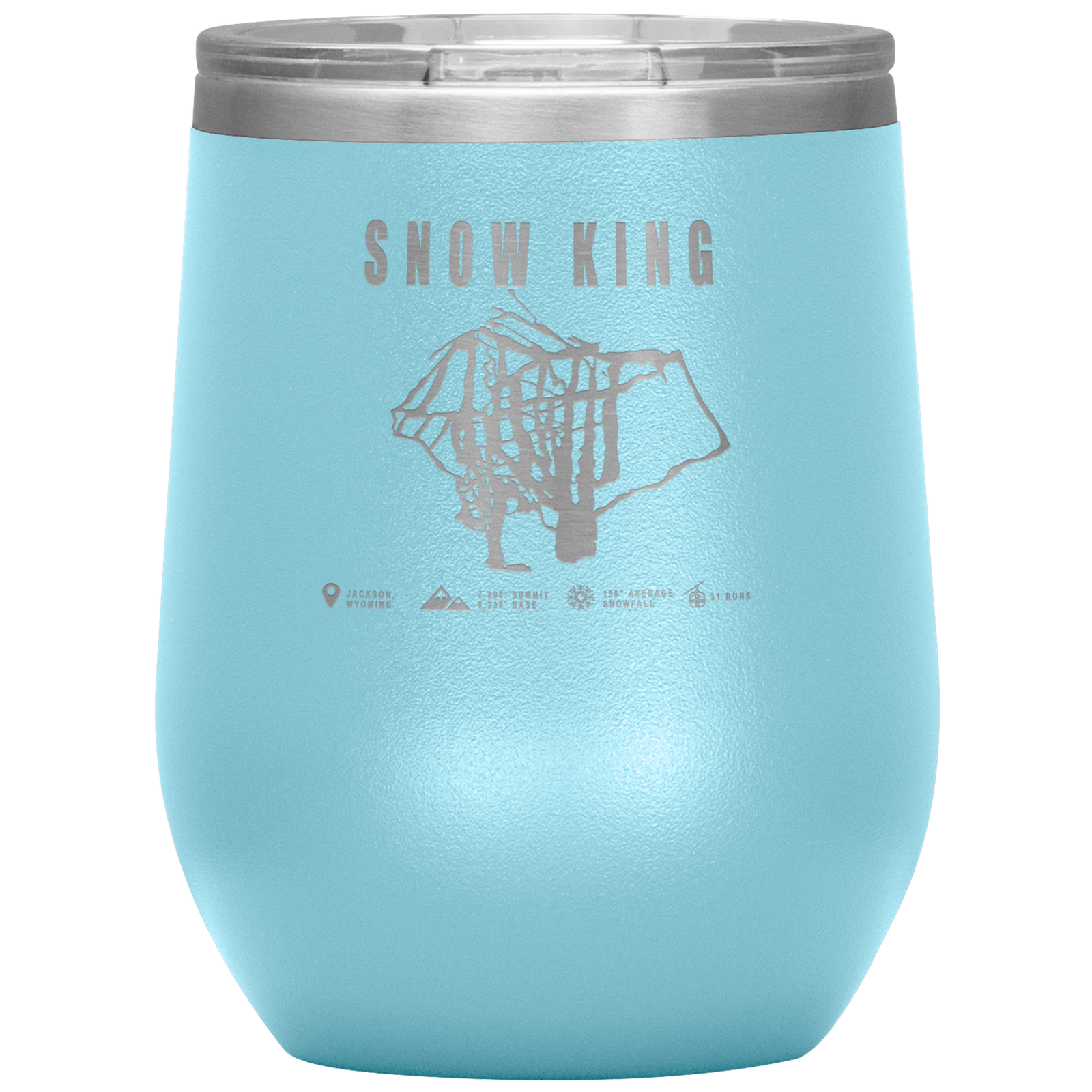 Snow King Wyoming Ski Trail Map Wine 12oz Tumbler - Powderaddicts
