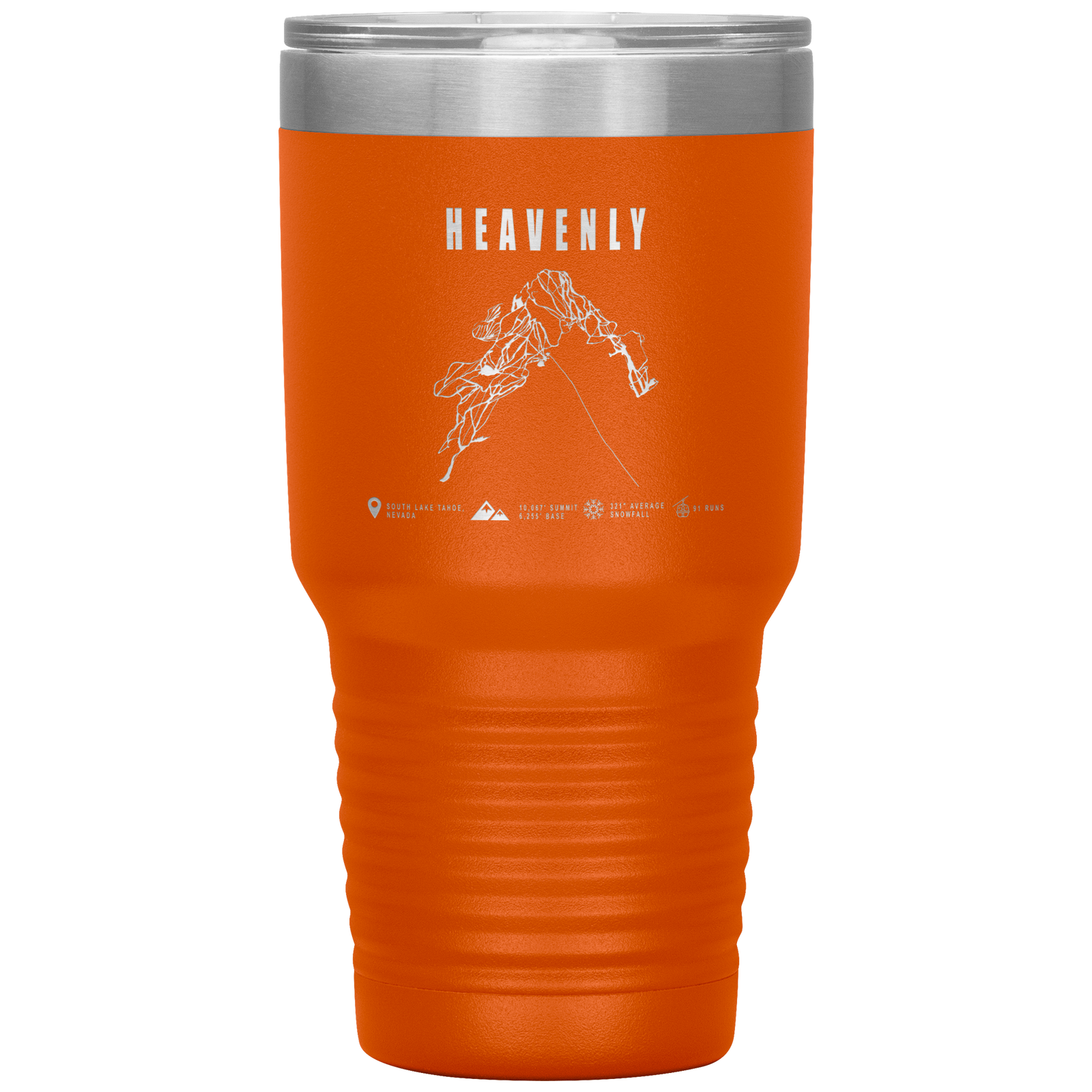 Heavenly, Nevada Ski Trail Map 30oz Tumbler - Powderaddicts