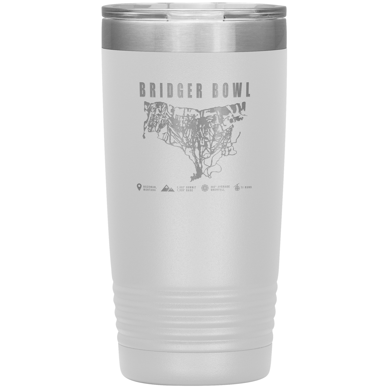 Bridger Bowl Montana Ski Trail Map 20oz Tumbler - Powderaddicts