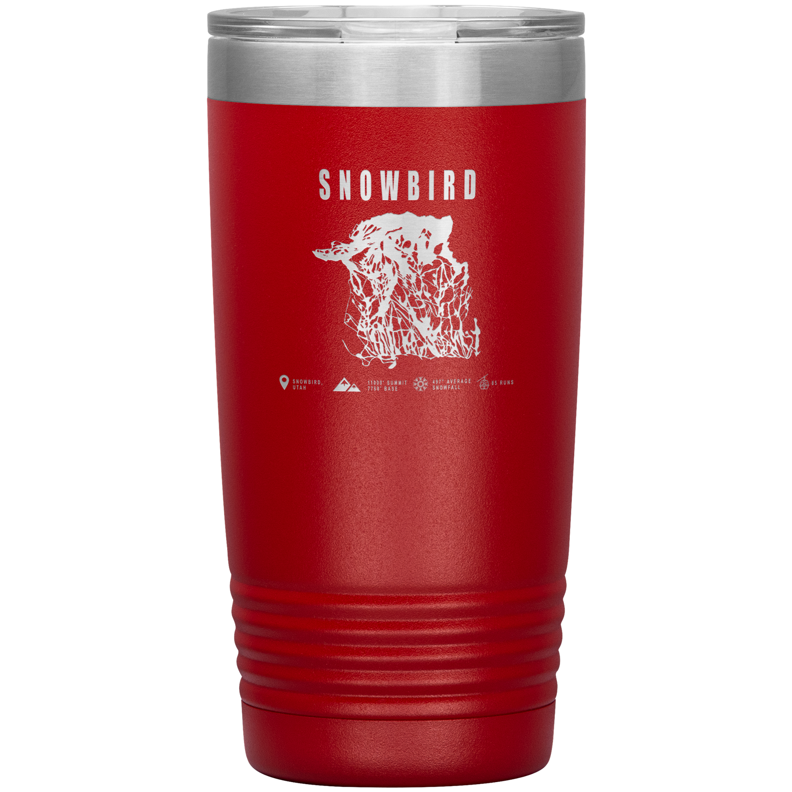 Snowbird,Utah Ski Trail Map 20oz Tumbler - Powderaddicts