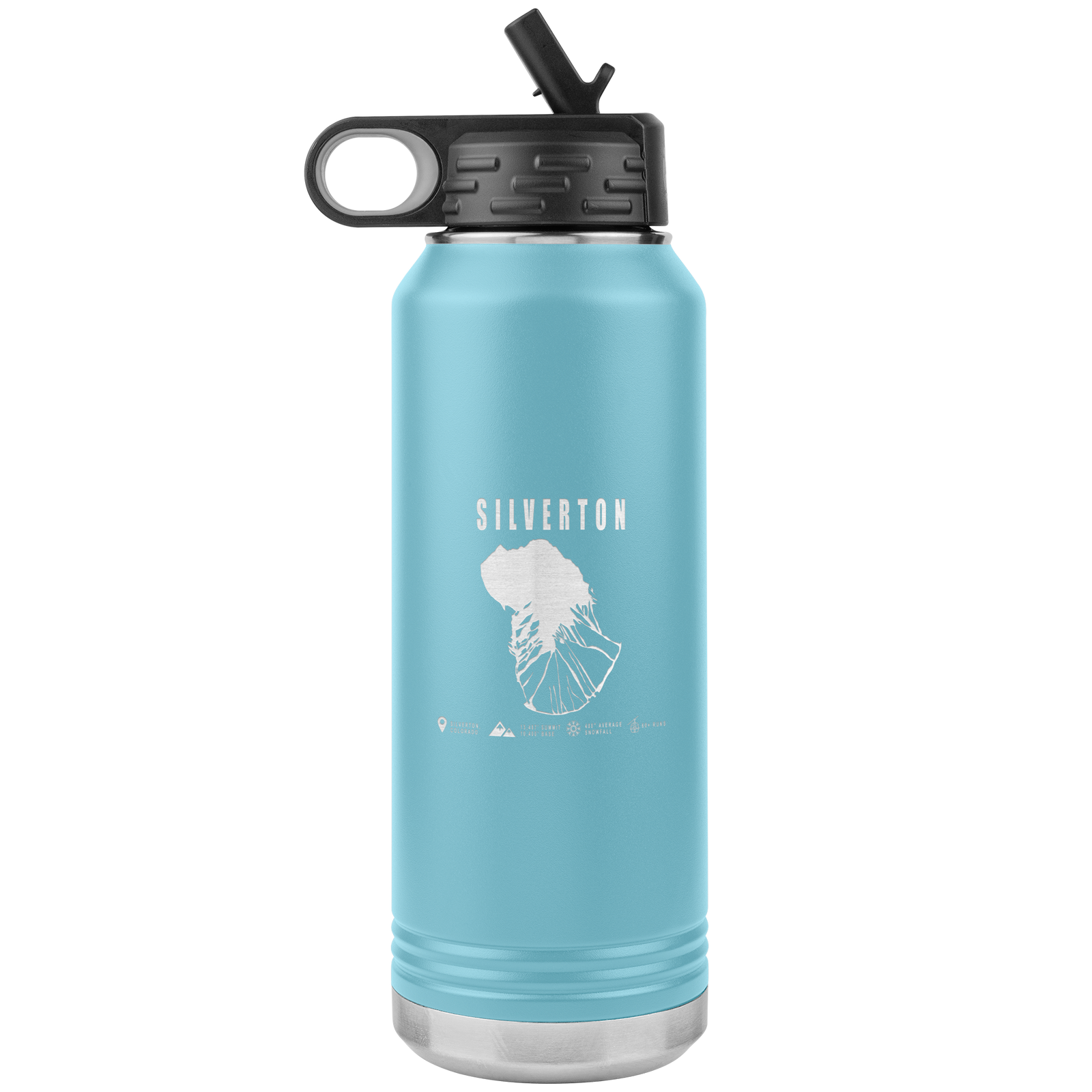 Silverton Colorado Ski Trail Map 32oz Water Bottle Tumbler - Powderaddicts