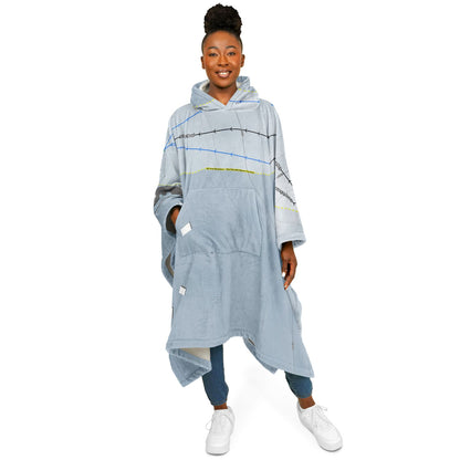 Rotarun, Idaho Ski Resort Map Flannel Blanket Poncho