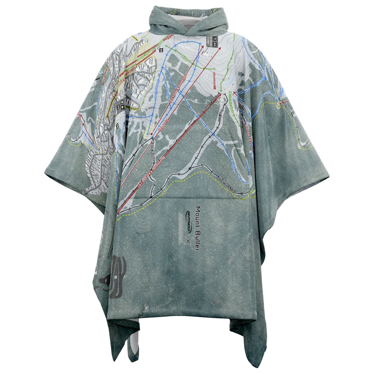 Mount Buller, Australia Ski Resort Map Flannel Blanket Poncho - Powderaddicts