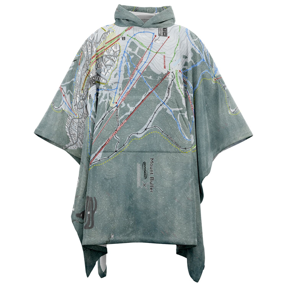Mount Buller, Australia Ski Resort Map Flannel Blanket Poncho