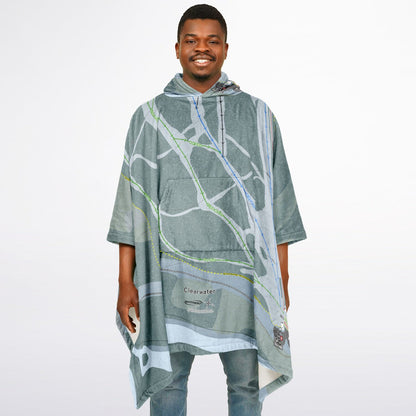 Clearwater, British Columbia Ski Resort Map Flannel Blanket Poncho