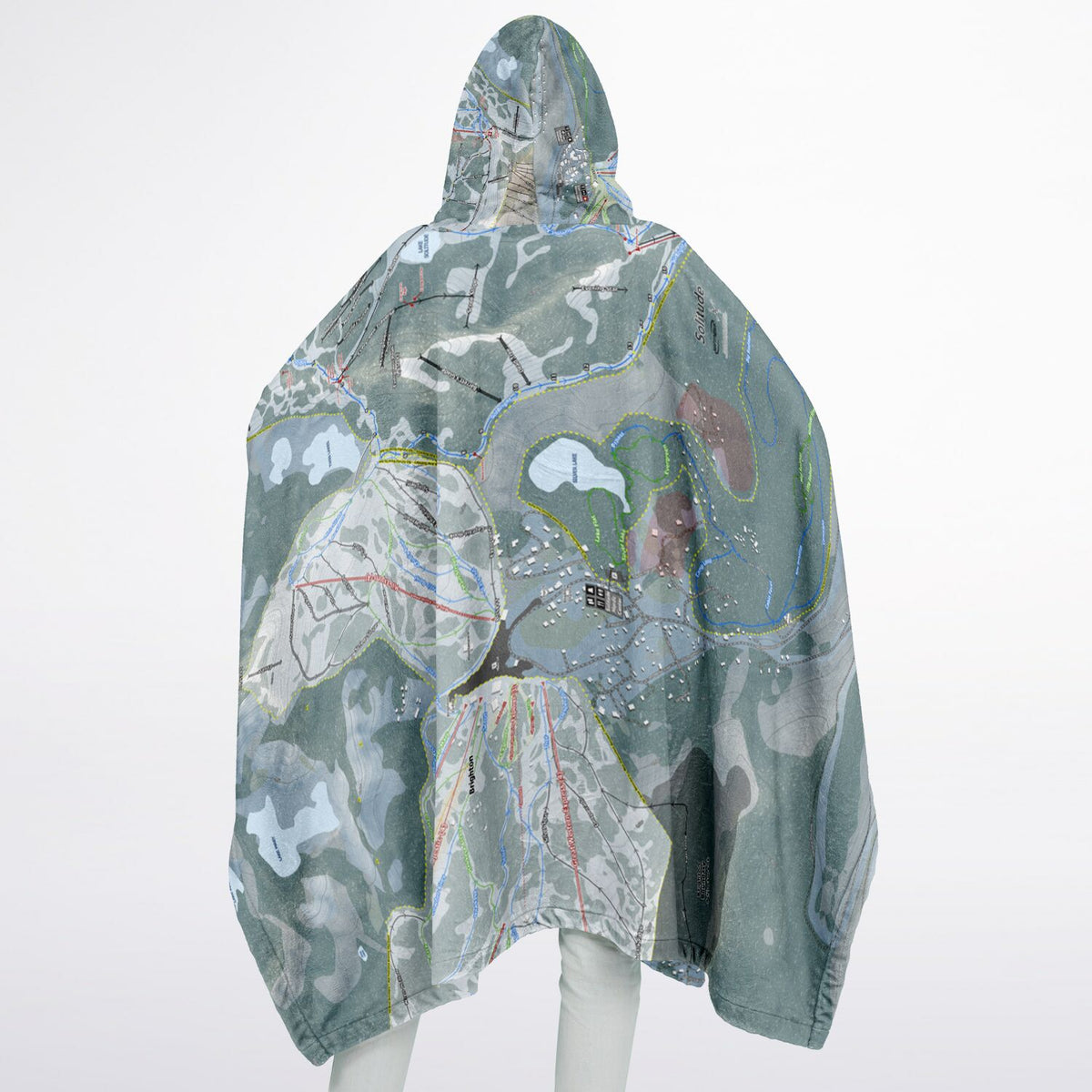 Solitude, Utah Ski Resort Map Flannel Blanket Poncho